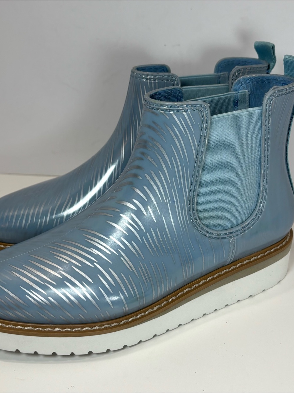 Cougar x Jill Malek Kensington Blue Gray Waterproof Chelsea Rain Boots 6 EUC - Picture 3 of 9